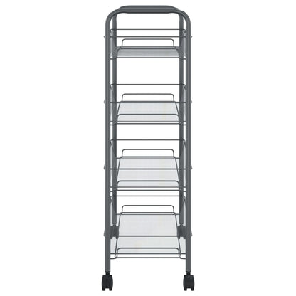 Carrello da Cucina con 4 Ripiani Grigio 46x26x64 cm in Ferro