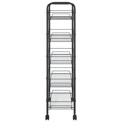 Carrello da Cucina con 5 Ripiani Nero 46x26x105 cm in Ferro