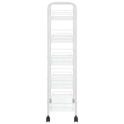 Carrello da Cucina con 5 Ripiani Bianco 46x26x105 cm in Ferro