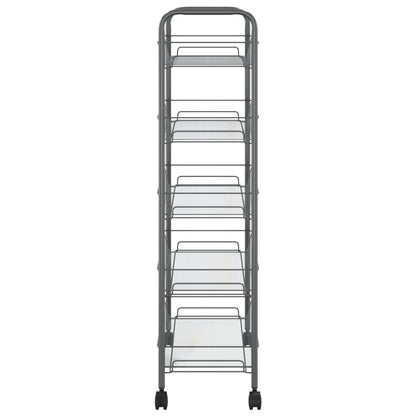 Carrello da Cucina con 5 Ripiani Grigio 46x26x105 cm in Ferro