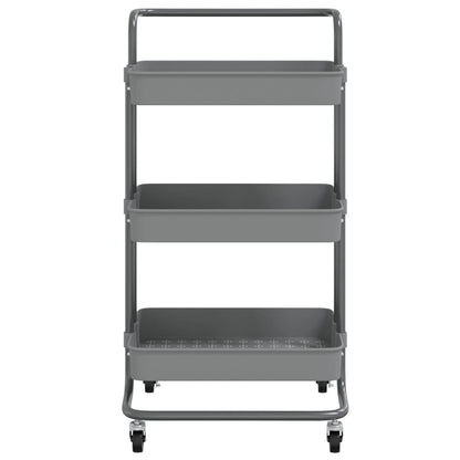 Carrello da Cucina 3 Ripiani Grigio 42x35x85 cm Ferro e ABS