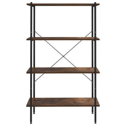 Scaffale con 4 Mensole Nero e Naturale 80x40x130 cm