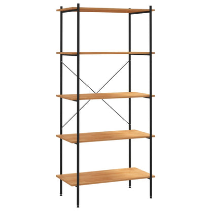 Scaffale con 5 Mensole Nero e Rovere 80x40x163 cm