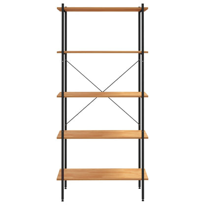 Scaffale con 5 Mensole Nero e Rovere 80x40x163 cm