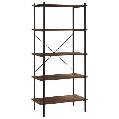 Scaffale con 5 Mensole Nero e Naturale 80x40x163 cm