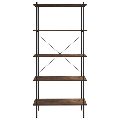 Scaffale con 5 Mensole Nero e Naturale 80x40x163 cm