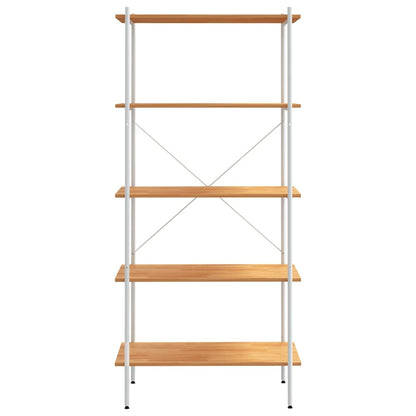 Scaffale con 5 Mensole Bianco e Rovere 80x40x163 cm