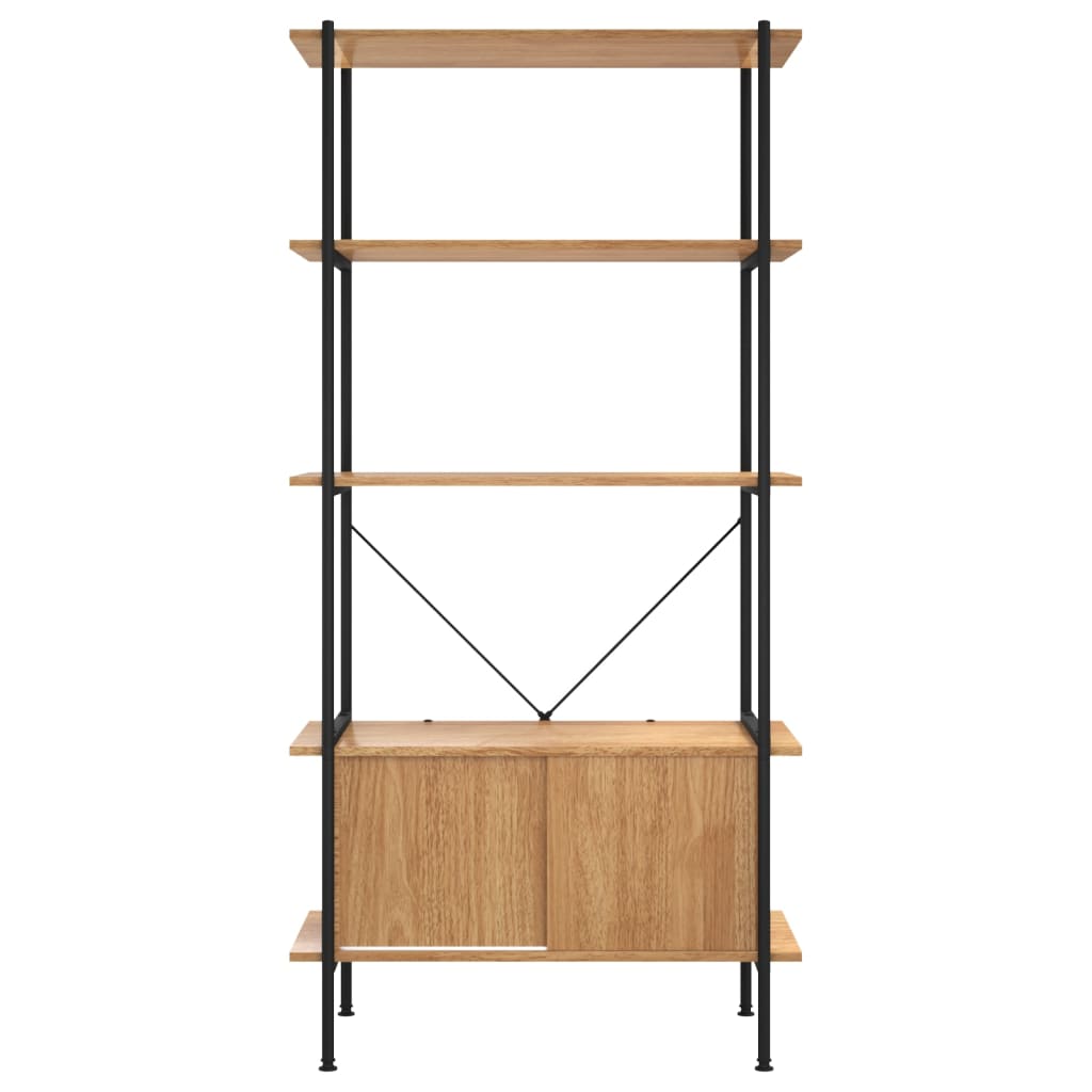 Scaffalatura 5 Livelli con Mobile 80x40x163 cm Acciaio e Legno