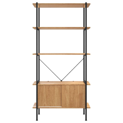 Scaffalatura 5 Livelli con Mobile 80x40x163 cm Acciaio e Legno