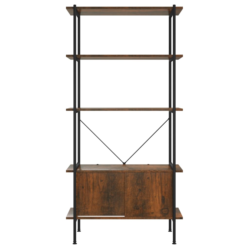 Scaffalatura 5 Livelli con Mobile 80x40x163 cm Acciaio e Legno