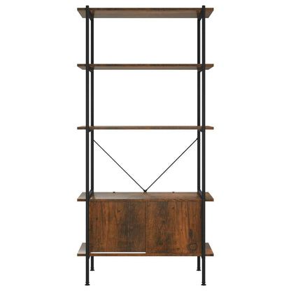Scaffalatura 5 Livelli con Mobile 80x40x163 cm Acciaio e Legno