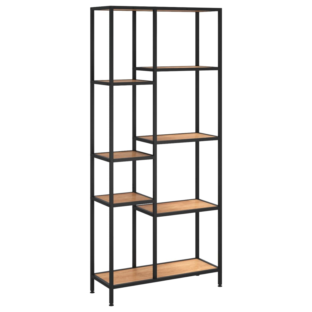 Scaffale per Libri 80x30x180 cm Acciaio e Legno Multistrato