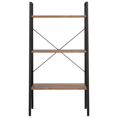 Scaffale Autoportante 3 Ripiani Marrone Scuro Nero 56x35x108 cm