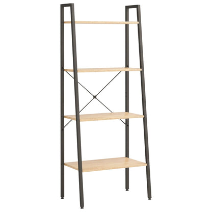 Scaffale Autoportante 4 Ripiani Marrone Chiaro Nero 56x35x140cm