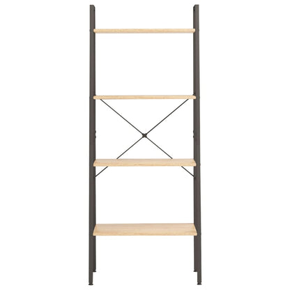 Scaffale Autoportante 4 Ripiani Marrone Chiaro Nero 56x35x140cm