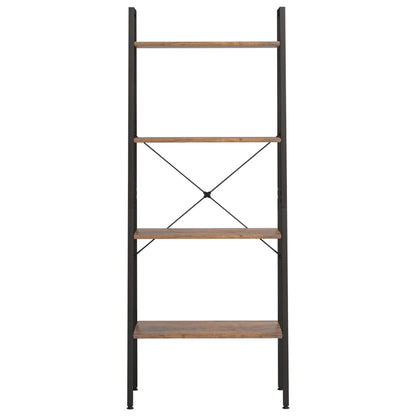 Scaffale Autoportante 4 Ripiani Marrone Scuro Nero 56x35x140 cm