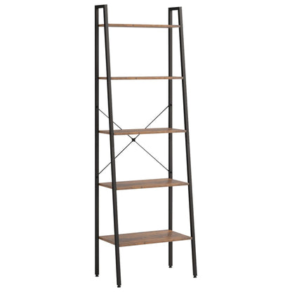 Scaffale Autoportante 5 Ripiani Marrone Scuro Nero 56x35x174 cm