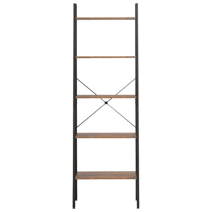 Scaffale Autoportante 5 Ripiani Marrone Scuro Nero 56x35x174 cm