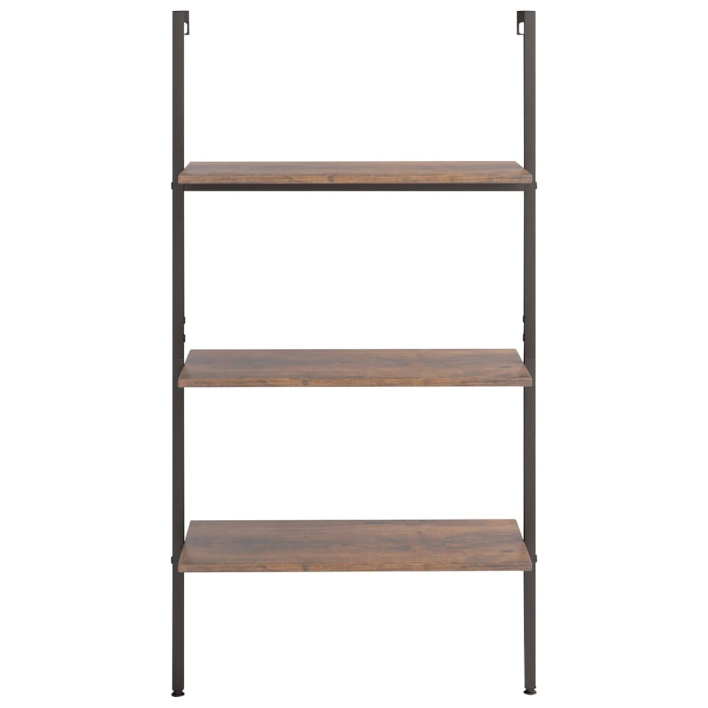 Scaffale Pendente 3 Livelli Marrone Scuro e Nero 64x35x120,5 cm
