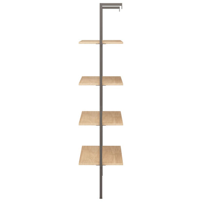 Scaffale Pendente 4 Livelli Marrone Chiaro e Nero 64x35x152,5cm