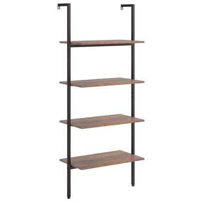 Scaffale Pendente 4 Livelli Marrone Scuro e Nero 64x35x152,5 cm