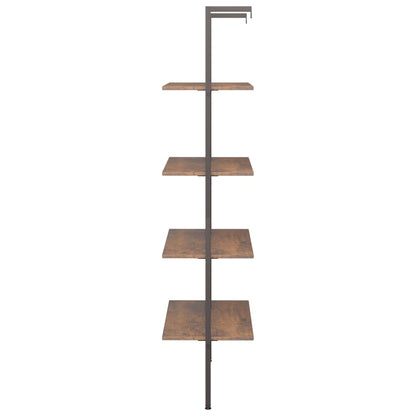 Scaffale Pendente 4 Livelli Marrone Scuro e Nero 64x35x152,5 cm