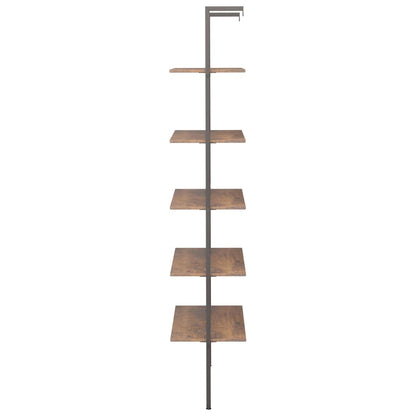 Scaffale Pendente 5 Livelli Marrone Scuro e Nero 64x35x185 cm
