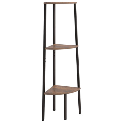 Scaffale Angolare 3 Livelli Marrone Scuro Nero 45,5x31,5x120cm