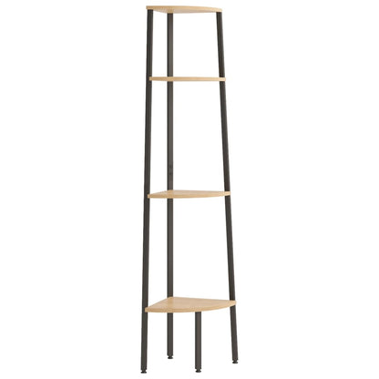 Scaffale Angolare 4 Livelli Marrone Chiaro Nero 45,5x31,5x150cm