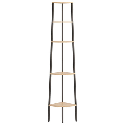 Scaffale Angolare 5 Livelli Marrone Chiaro Nero 45,5x31,5x180cm