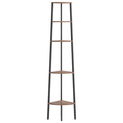 Scaffale Angolare 5 Livelli Marrone Scuro Nero 45,5x31,5x180 cm