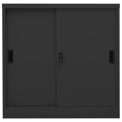 Armadio Ufficio Anta Scorrevole Antracite 90x40x90cm Acciaio