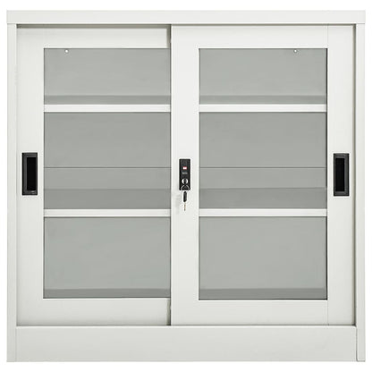 Armadio con Ante Scorrevoli Grigio Chiaro 90x40x90cm in Acciaio