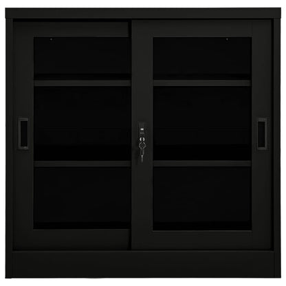 Armadio con Ante Scorrevoli Nero 90x40x90 cm in Acciaio