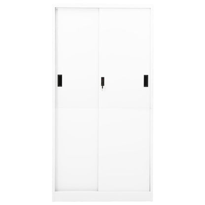 Armadio per Ufficio Anta Scorrevole Bianco 90x40x180 cm Acciaio