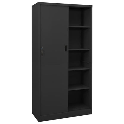 Armadio Ufficio Anta Scorrevole Antracite 90x40x180 cm Acciaio