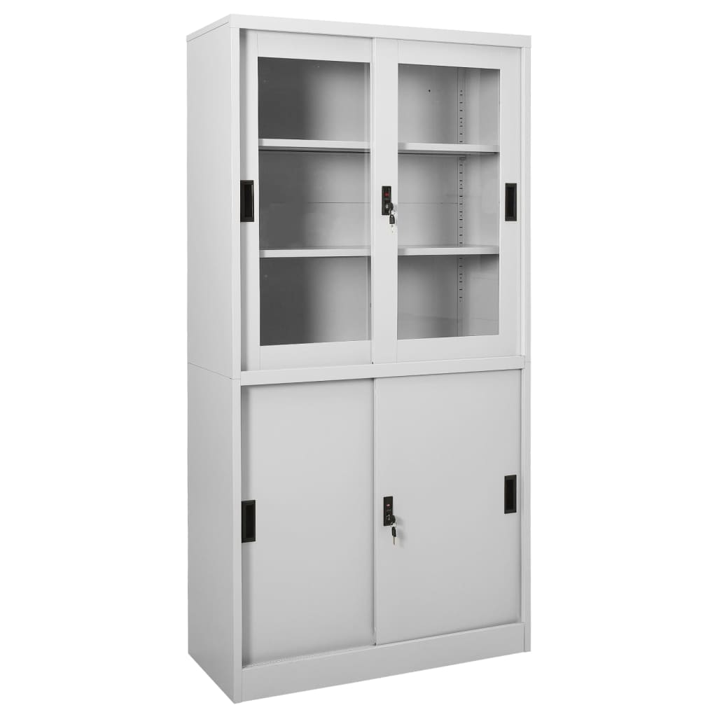 Armadio con Anta Scorrevole Grigio Chiaro 90x40x180 cm Acciaio