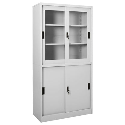 Armadio con Anta Scorrevole Grigio Chiaro 90x40x180 cm Acciaio