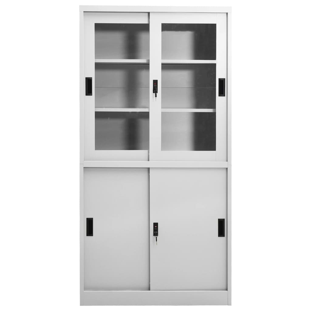 Armadio con Anta Scorrevole Grigio Chiaro 90x40x180 cm Acciaio