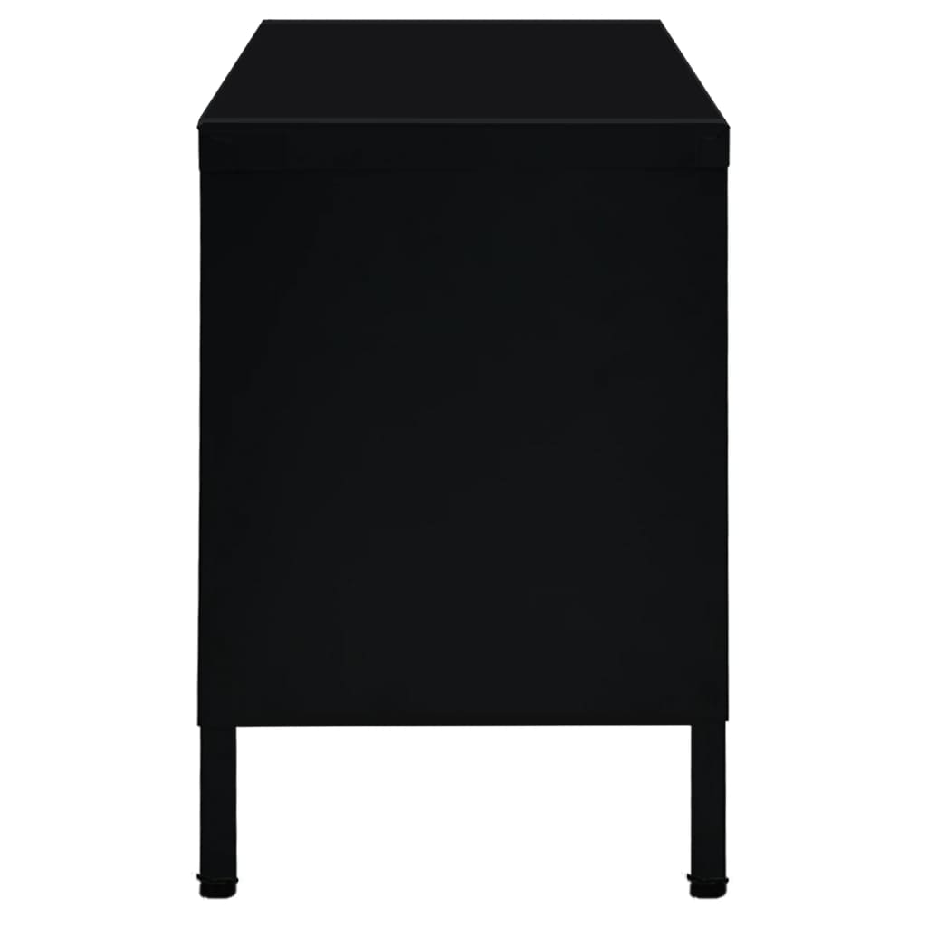 Mobile TV Nero 90x30x44 cm in Acciaio e Vetro