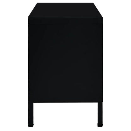 Mobile TV Nero 90x30x44 cm in Acciaio e Vetro