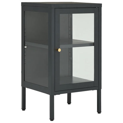 Credenza Antracite 38x35x70 cm in Acciaio e Vetro