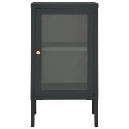 Credenza Antracite 38x35x70 cm in Acciaio e Vetro