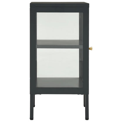 Credenza Antracite 38x35x70 cm in Acciaio e Vetro