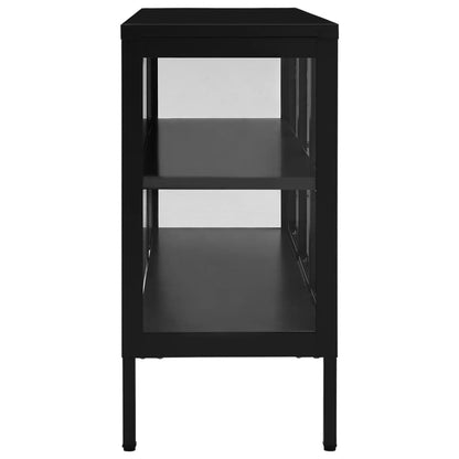 Credenza Nera 105x35x70 cm in Acciaio e Vetro