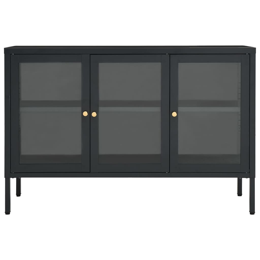 Credenza Antracite 105x35x70 cm in Acciaio e Vetro