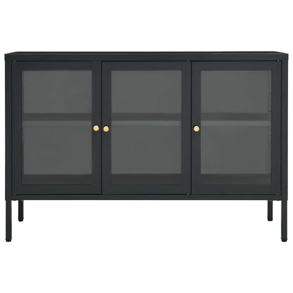 Credenza Antracite 105x35x70 cm in Acciaio e Vetro