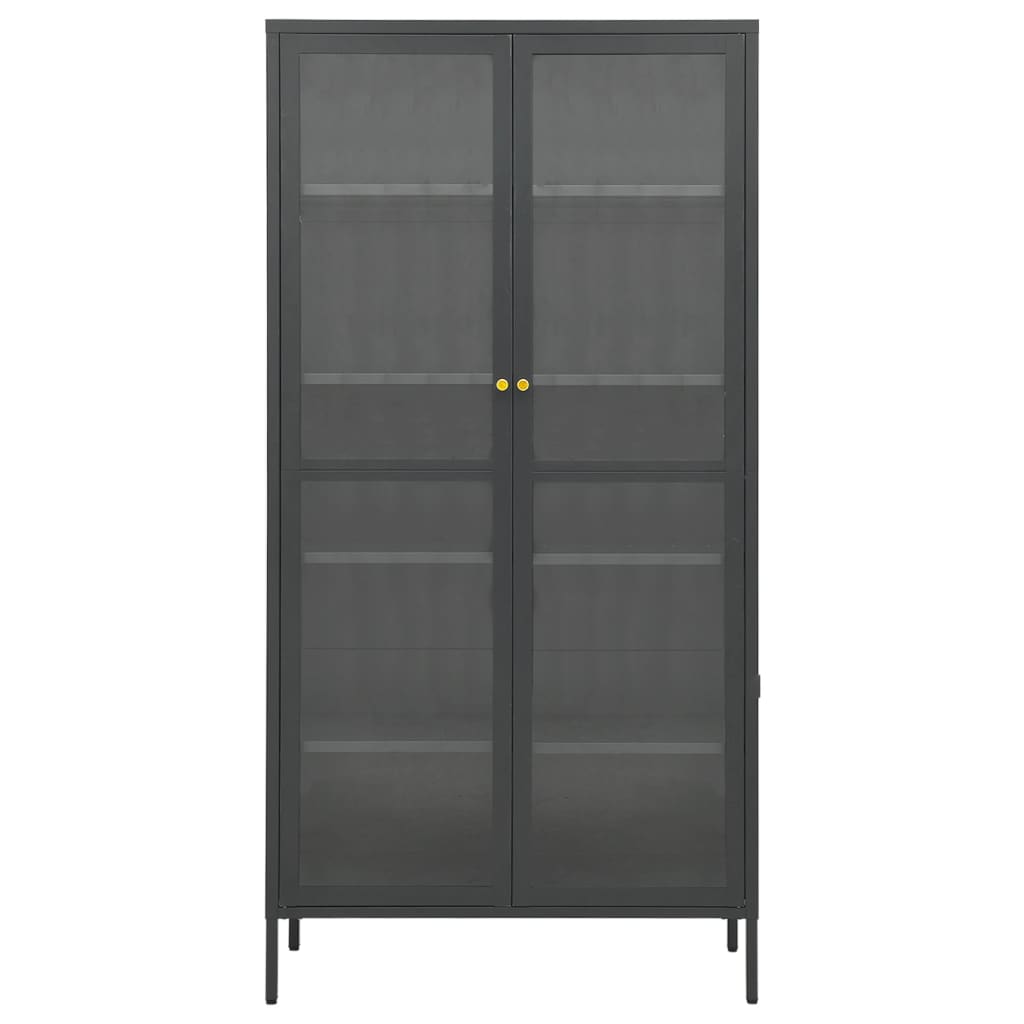 Vetrina Antracite 90x40x180 cm in Acciaio e Vetro Temperato