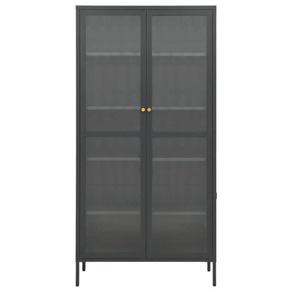 Vetrina Antracite 90x40x180 cm in Acciaio e Vetro Temperato