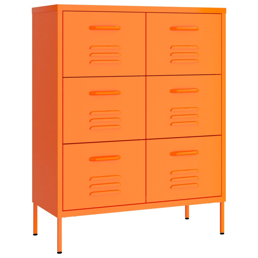 Cassettiera Arancione 80x35x101,5 cm in Acciaio